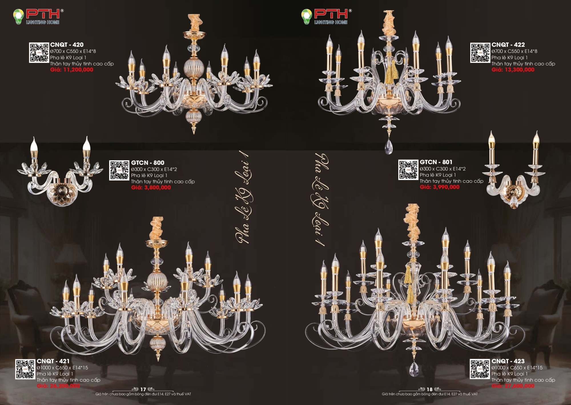 Bảng giá đèn trang trí PTH Lighting Home 2026